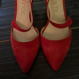 Red Suede 1.5” heels sz. 8.5